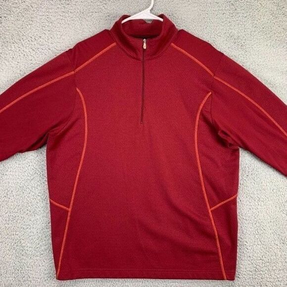 Nike Sweater Adult Large Red Quarter Zip Golf Pullover Therma Fit Sweatshirt Men - Picture 1 of 7